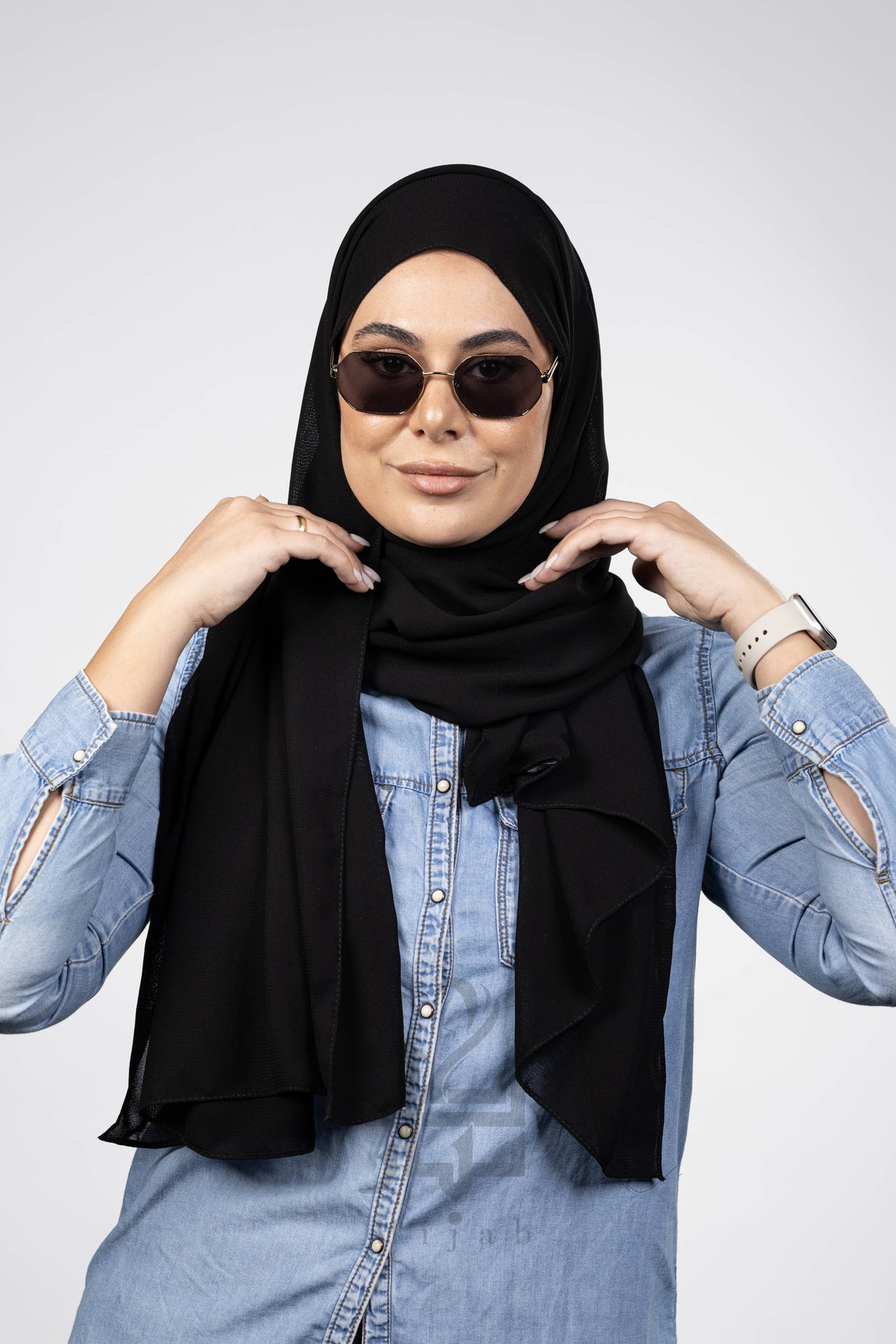 Chiffon Tabbi Black Mubaraka Hijab