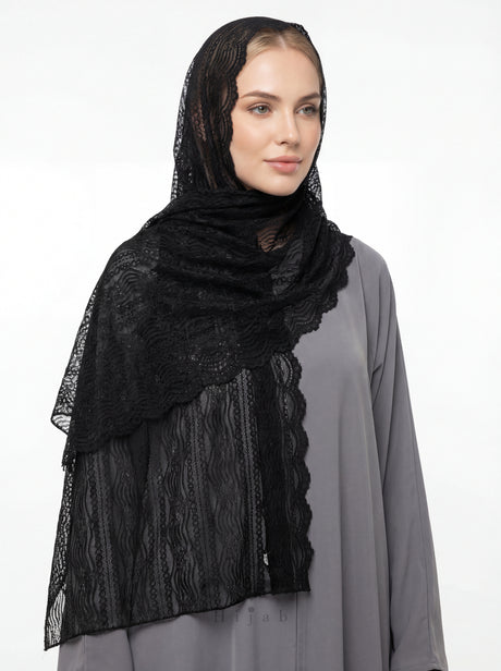 Lace Wave Design Hijab Mubaraka Hijab