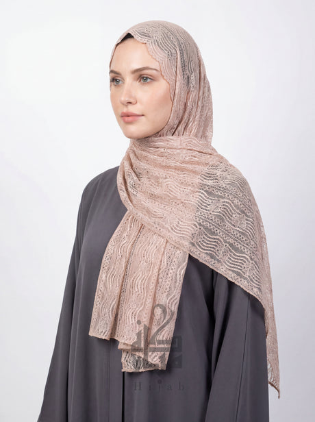 Lace Wave Design Hijab Mubaraka Hijab
