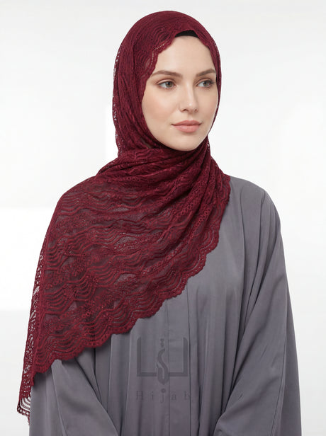 Lace Wave Design Hijab Mubaraka Hijab